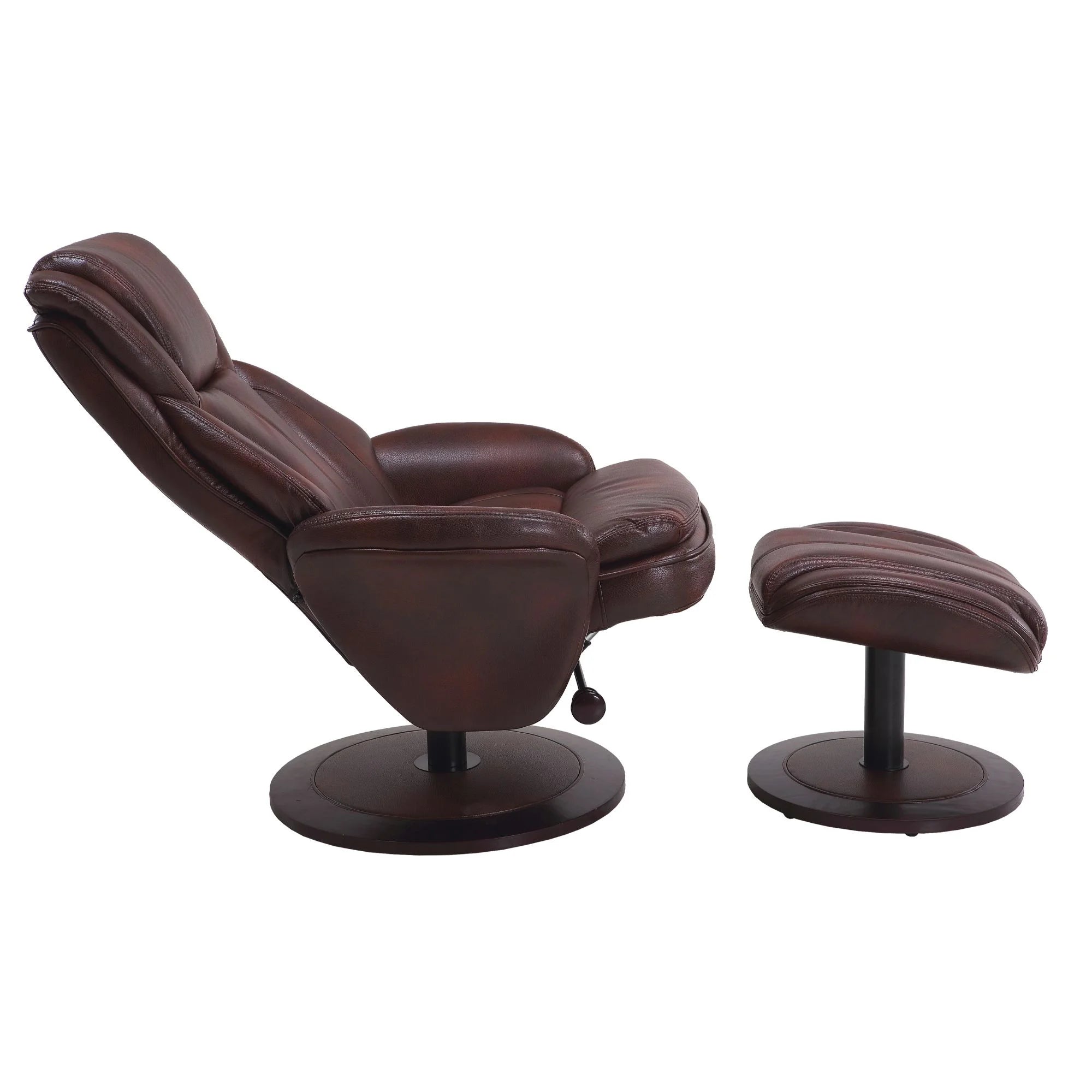 Red and Black Adjustable Swivel Recliner with Ottoman H55555