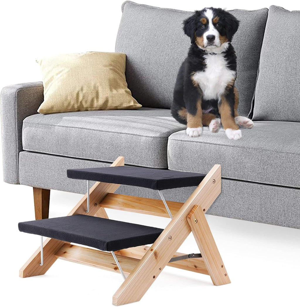 2-in-1 Foldable Wooden Pet Stairs with 2 Levels X992881