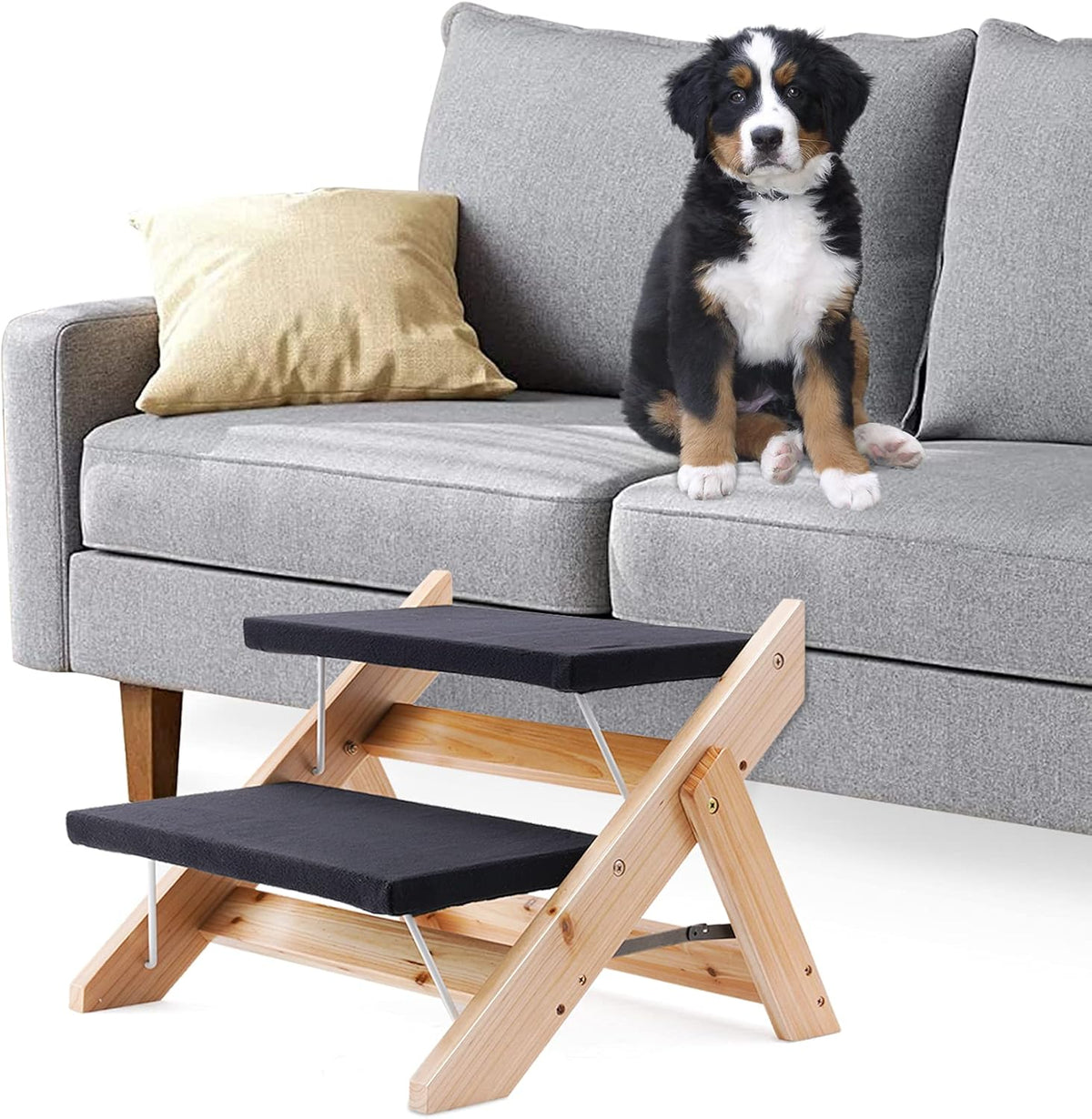 2-in-1 Foldable Wooden Pet Stairs with 2 Levels X992881