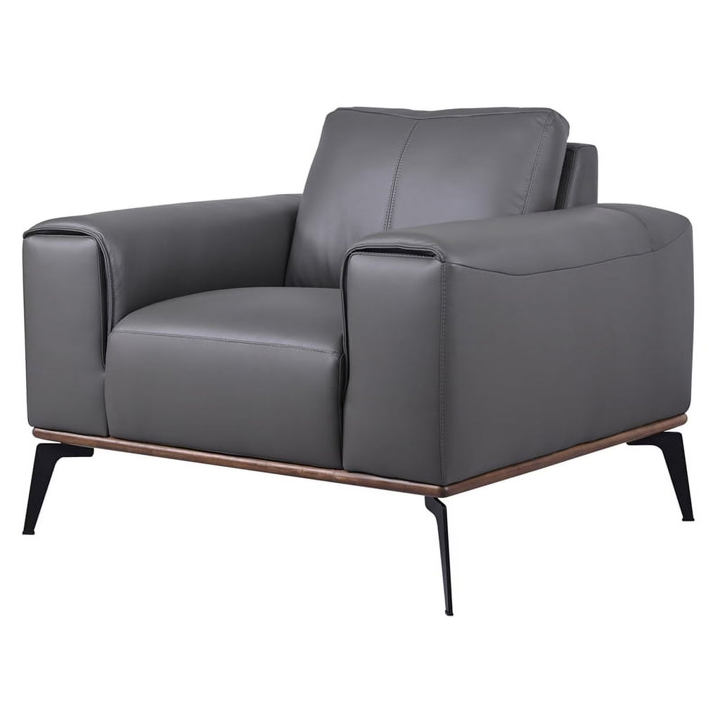 Gray Top Grain Leather Chair S303