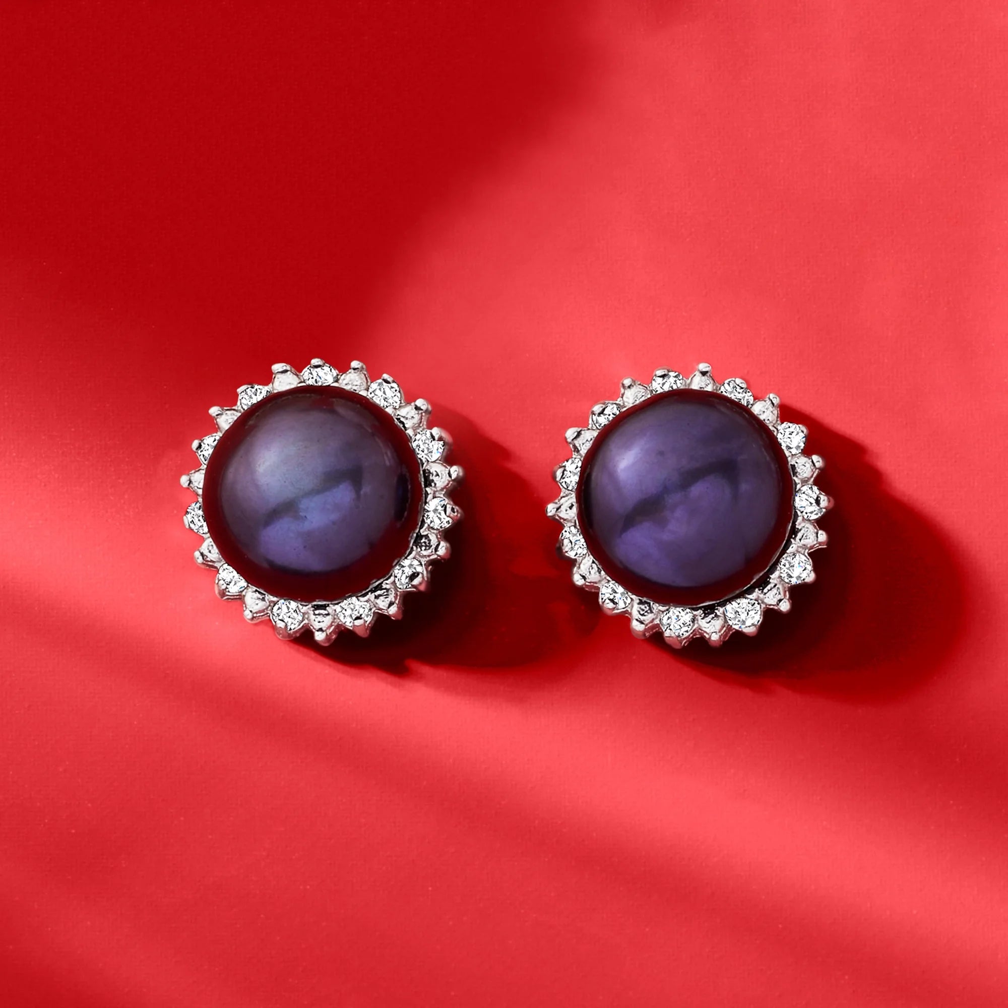 7-7.5mm Cultured Button Pearl and .13 ct. t.w. Diamond Stud Earrings in Sterling Silver H62324