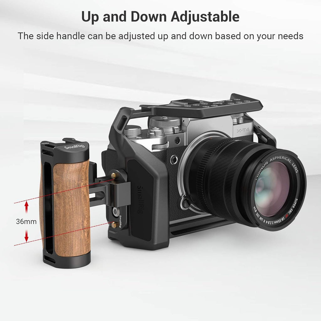 Wooden Mini NATO Handle Side Handgrip with NATO Clamp and Quick Release NATO Rail for Camera Cage F576