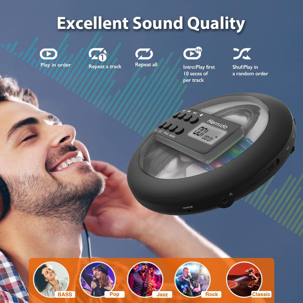 Rechargeable Portable CD Player with FM Transmitter, Headphones, Pack of 2 C815714
