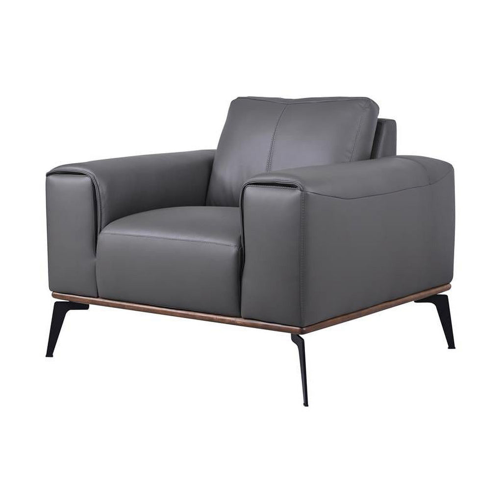 Gray Top Grain Leather Chair S303