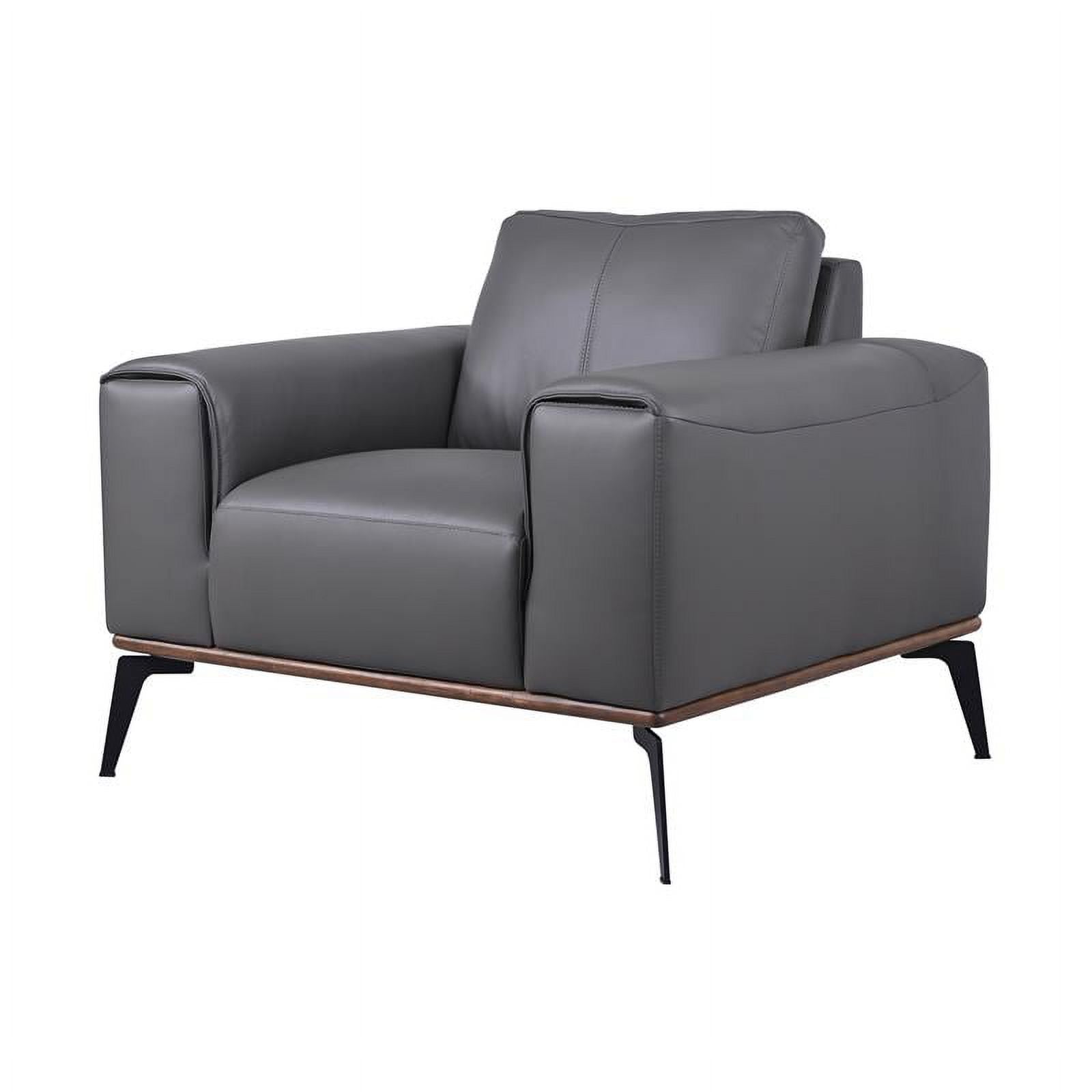 Gray Top Grain Leather Chair S303
