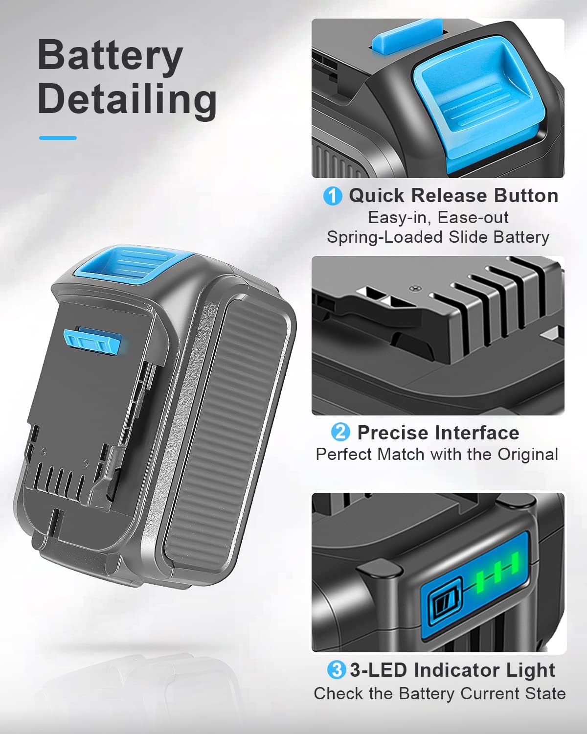 4 Pack 6.0Ah 20V Battery Replacement for Dewalt 20V Max XR Power Tools A69046