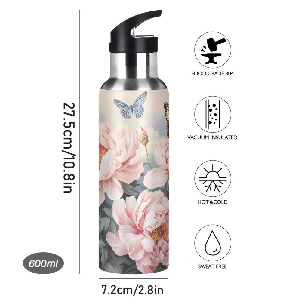 Pink Flowers and Butterflies Stainless Steel Insulated Water Bottle L669064