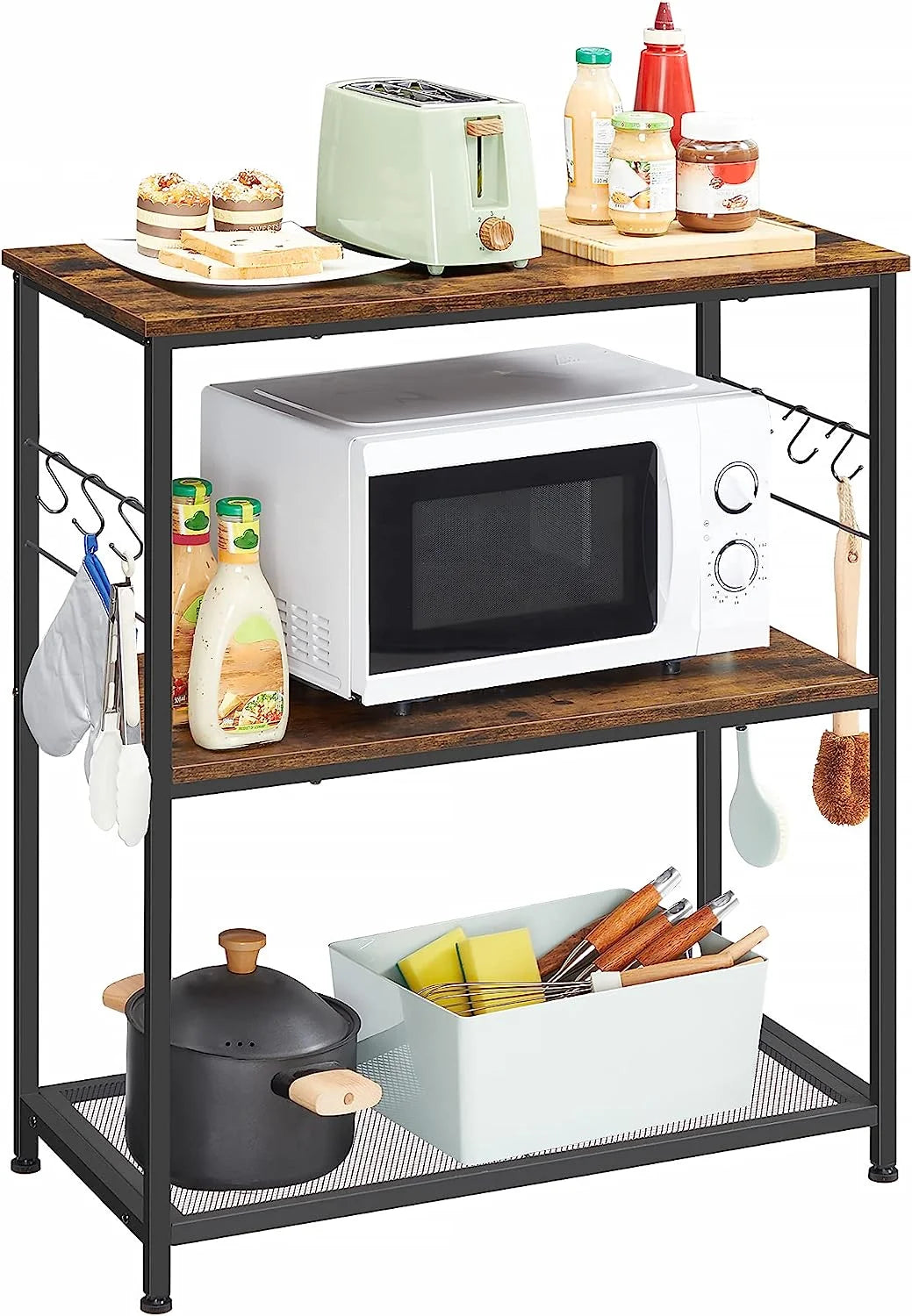 Rustic Brown and Black Metal Bakers Rack K197243