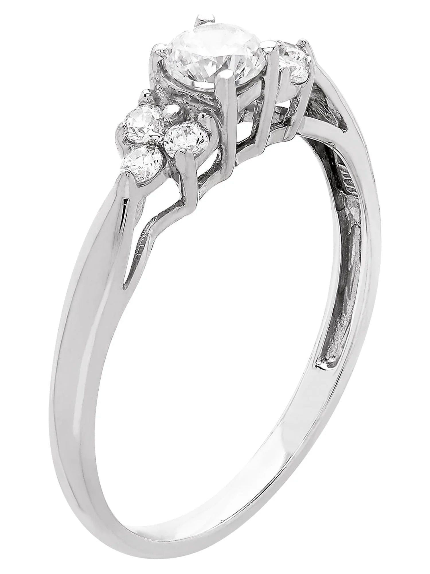 Cubic Zirconia Engagement Ring in 10K White Gold T702022