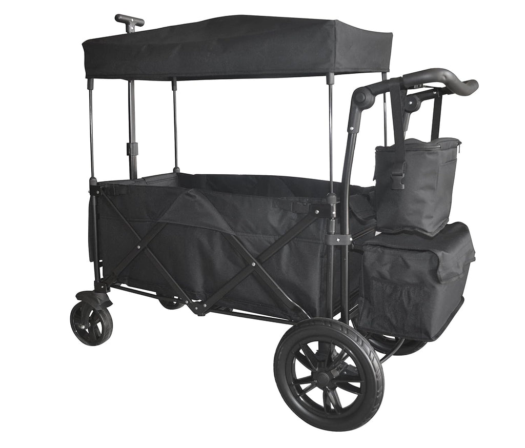 Black Push and Pull Handle Folding Wagon Utility Cart with Carrying Bag A22062