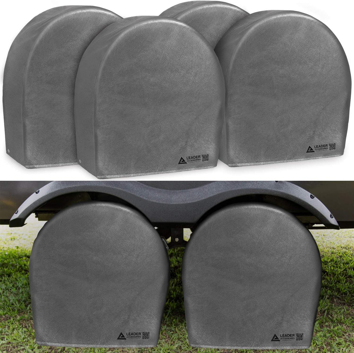 Black Waterproof Tire Covers 4 Pack for RV Trailer Camper Truck SUV O480