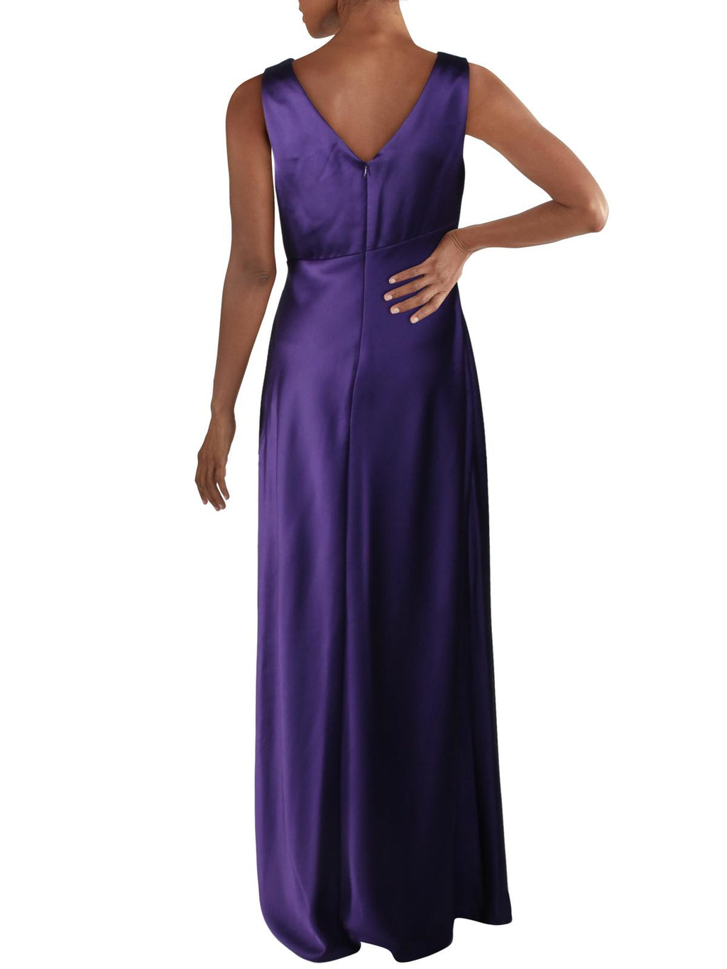Purple Sleeveless Faux Wrap Formal Dress D6464