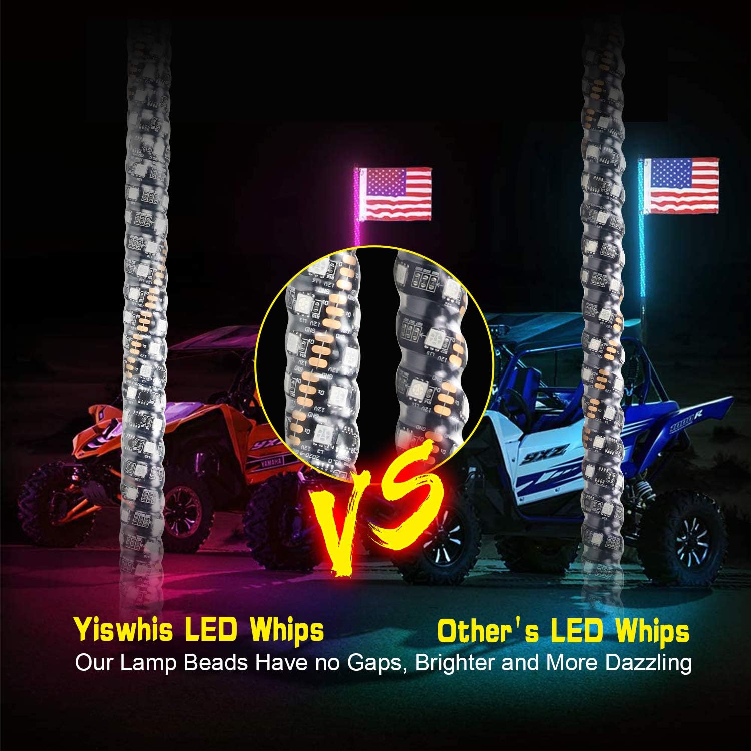 Seamless Spiral Wrapped 4FT Lighted Whips with Remote and App Control C97891