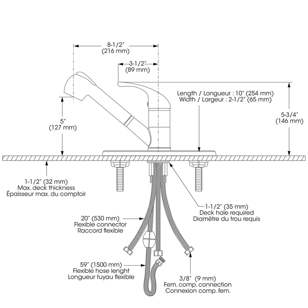 Polished Chrome Kitchen Sink Faucet with Pull-Out Spout N189783