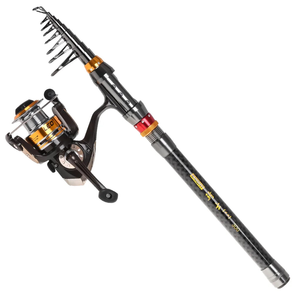 Telescopic Rod With Combo Carbon Fiber Carrier Case Reel Combo Lures E375314