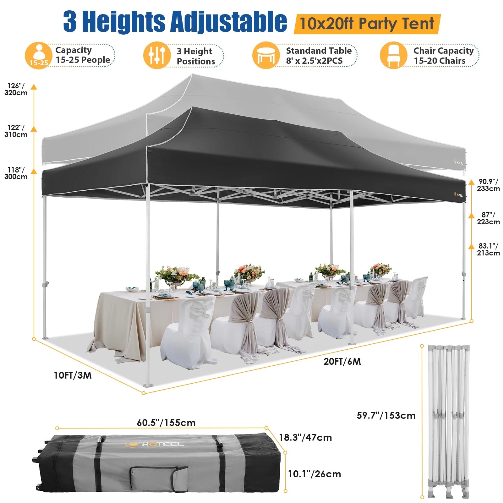 10x20 Pop Up Canopy Tent with Roller Bag M3424