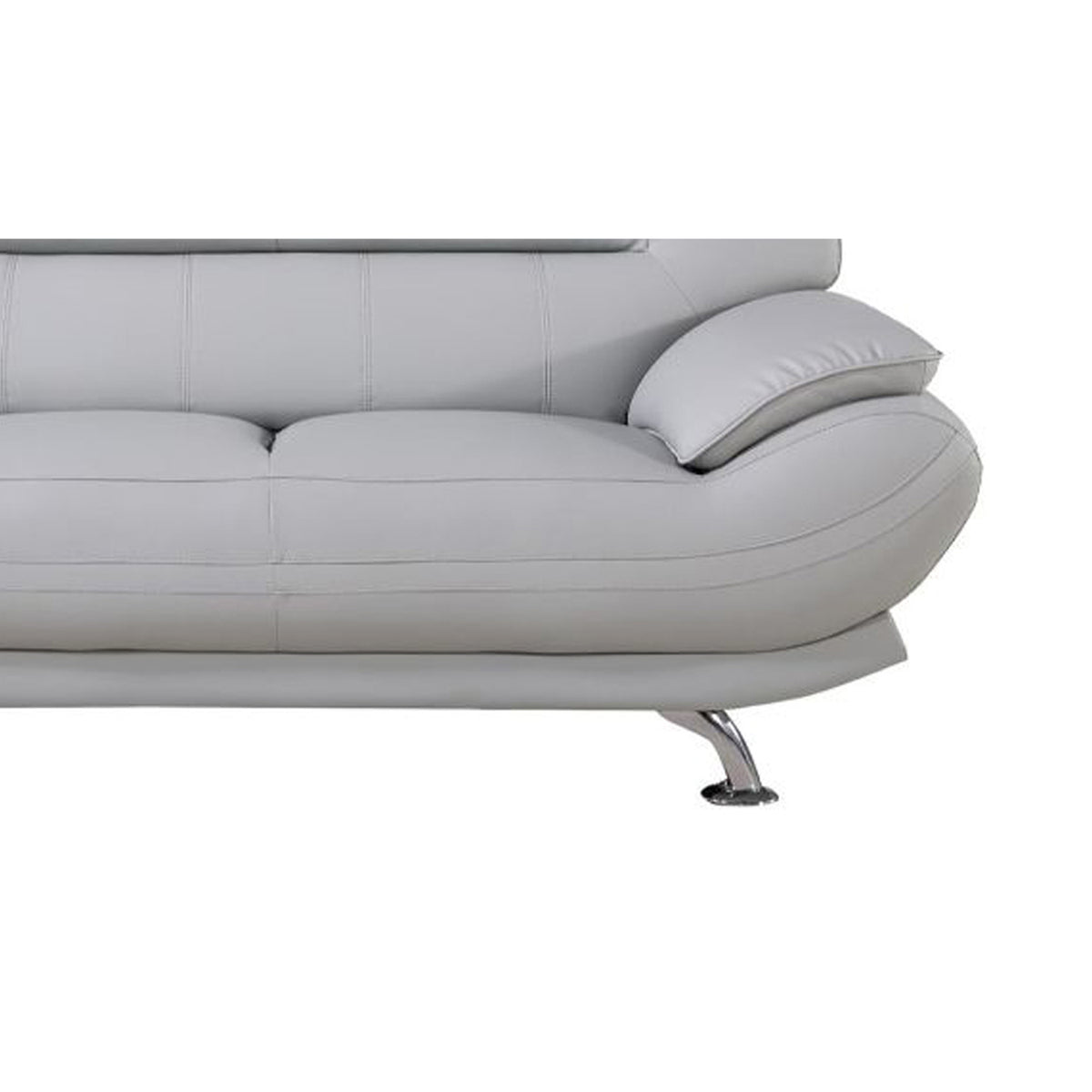 Light Gray Faux Leather Upholstered Wooden Loveseat with Pillow Top Armrest C2481