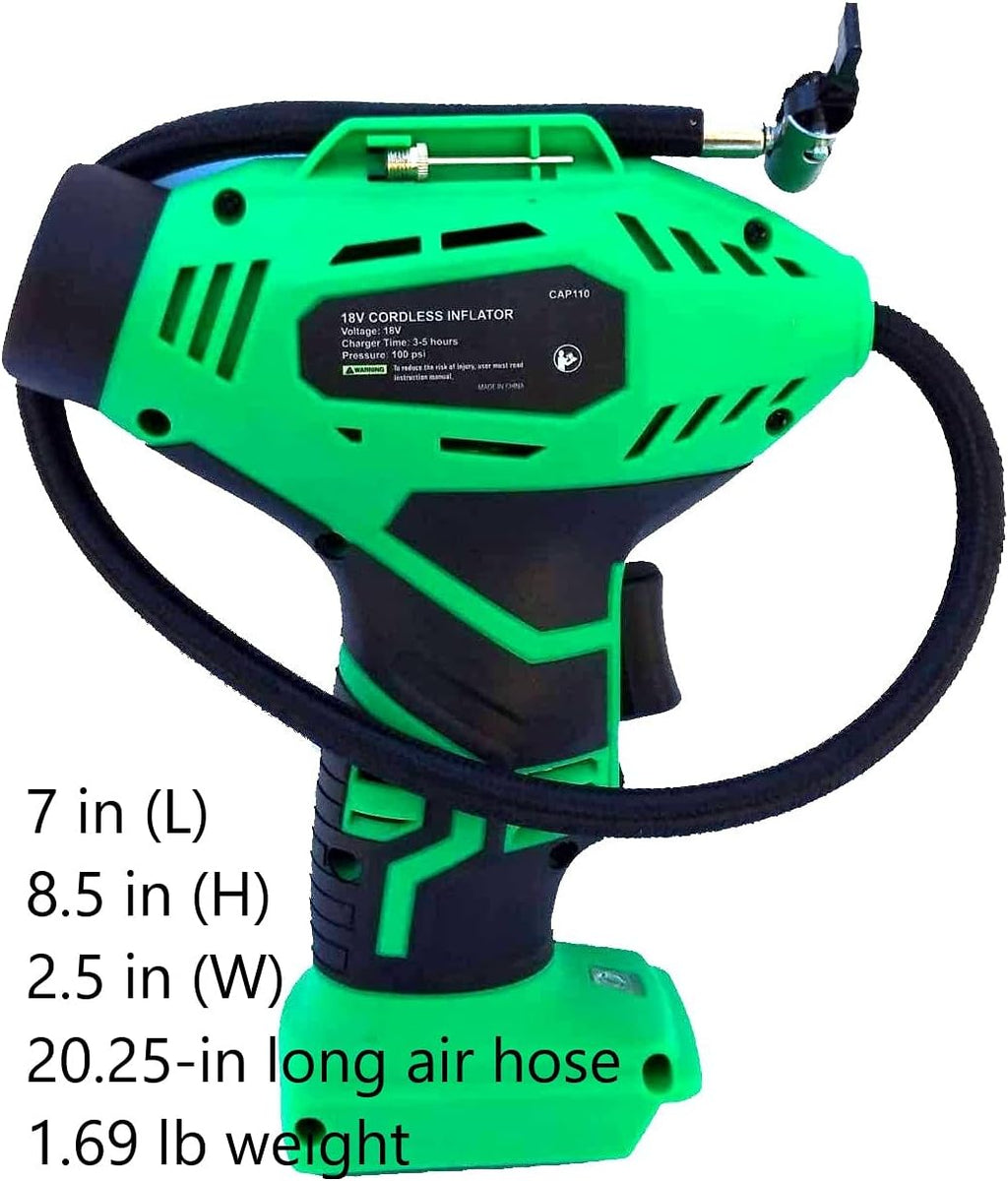 18-Volt Lithium-Ion Cordless Inflator with Gauge, Battery & Charger, 20in Air Hose (9 PC Kit) Pack of 2 G995489