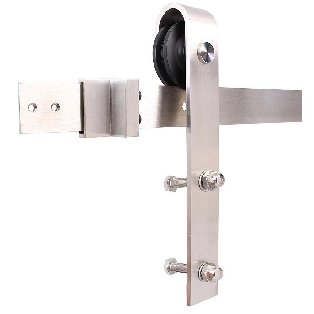 Gray Knotty Pine Wood Interior Sliding Barn Door with Hardware Kit J870054