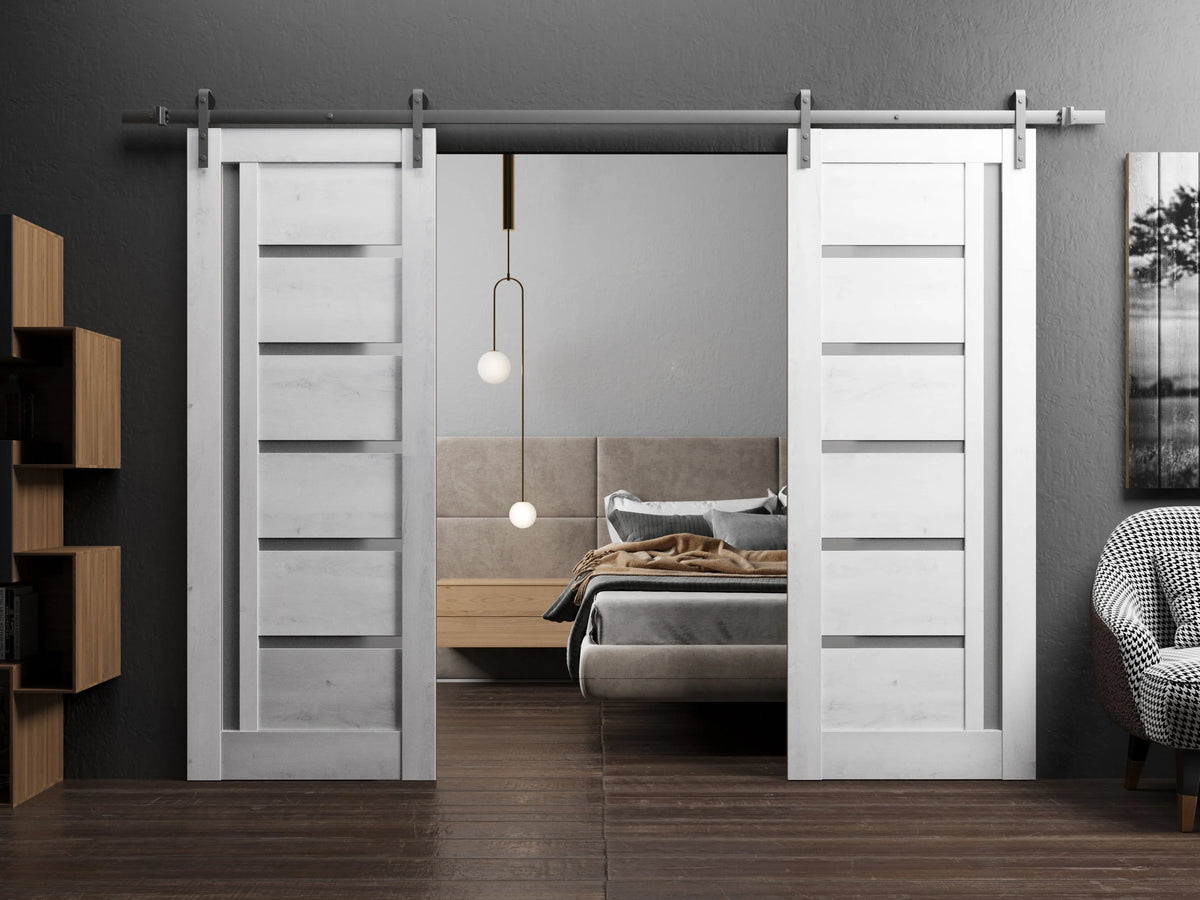 Double Barn Door 48 x 80 inches with Frosted Glass S411