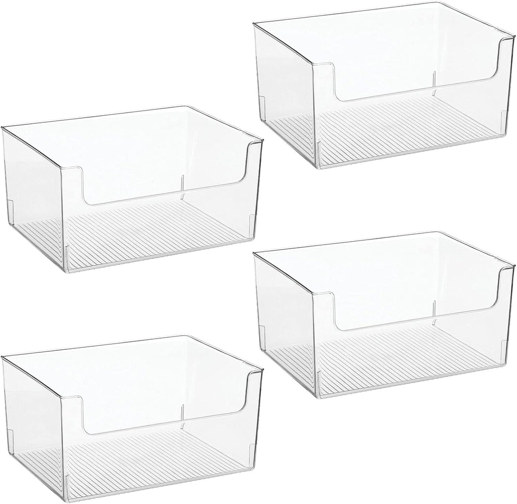 Clear Stackable Plastic Open Front Storage Organizer Bin, 4 Pack D699