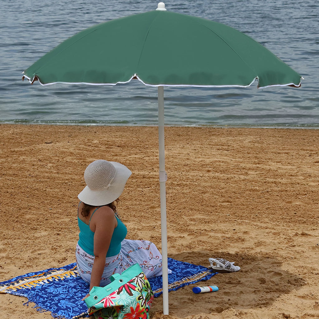 Sage Green Steel Beach Umbrella with Tilt Function C1932