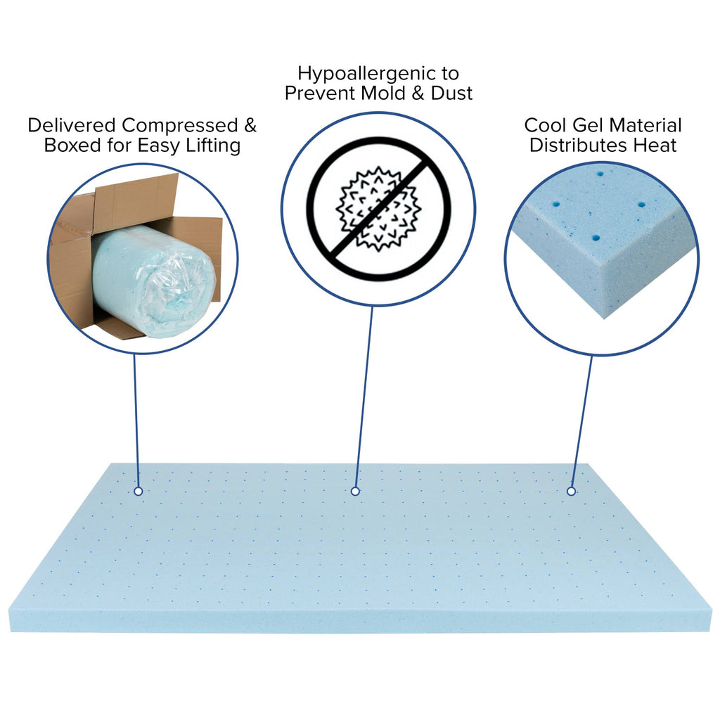 3 inch Cool Gel Memory Foam Mattress Topper Twin P694396