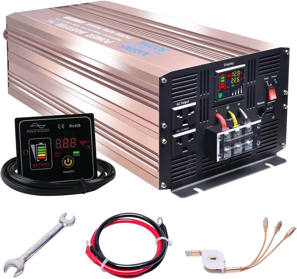 500 Watts Power Inverter 12V to 110V Pure Sine Wave with LED Display and 4.2A USB Charging Ports & 2 AC Outlets Pack of 2 J460654