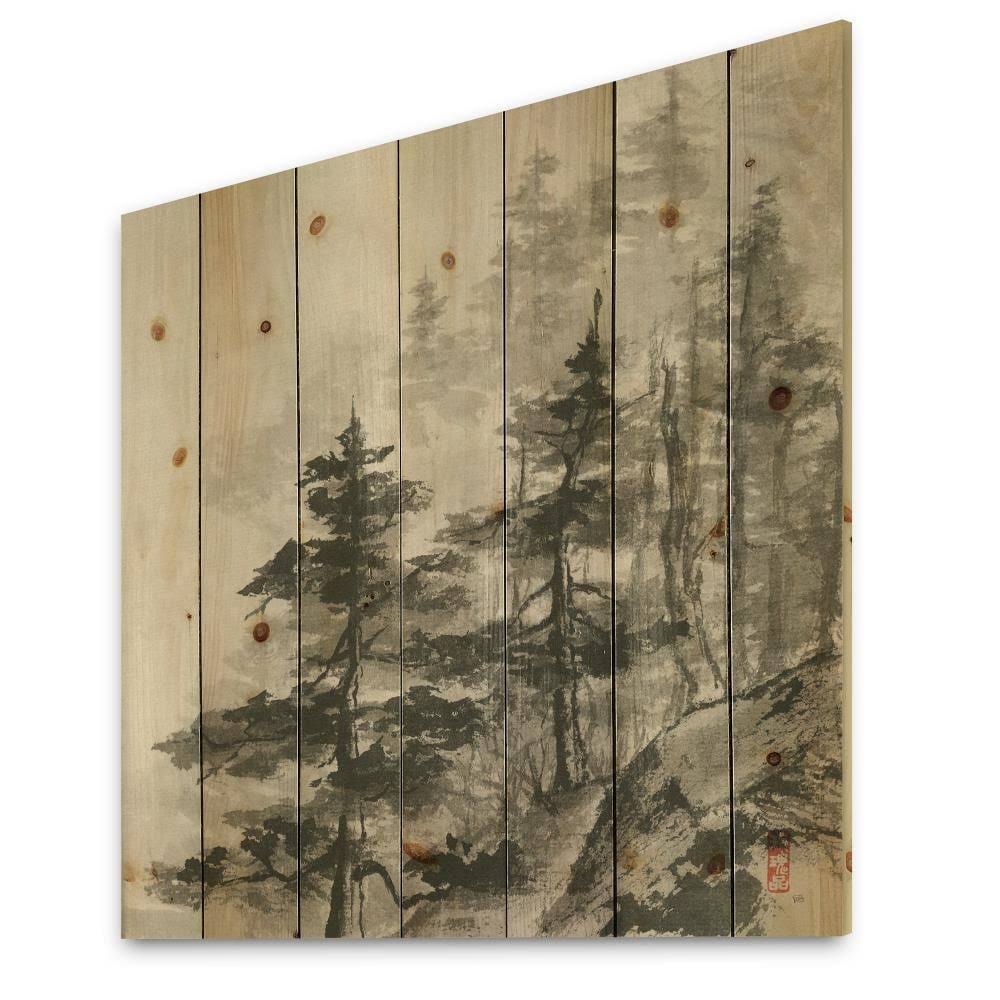 Grey Natural Pine Wood Print U266851