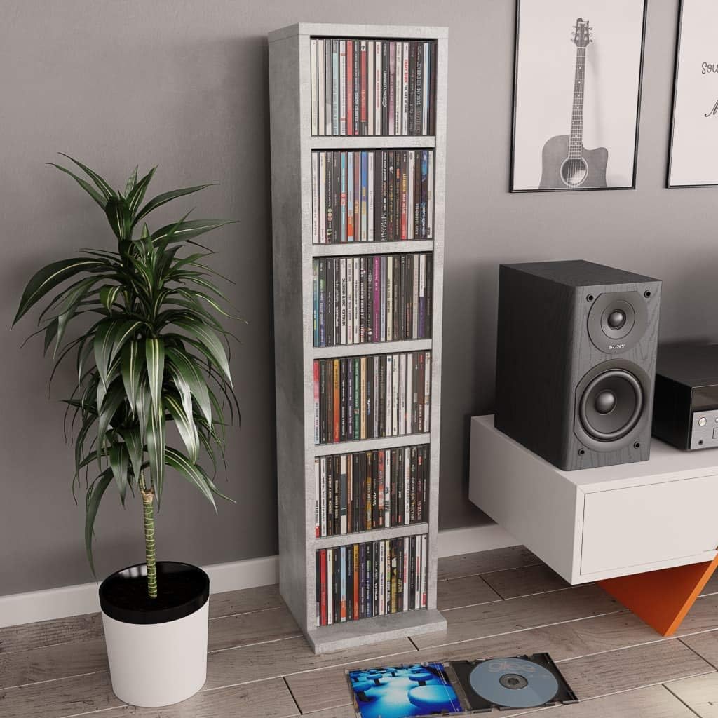 Concrete Gray Media Storage Tower Cabinet, Pack of 2 C9145