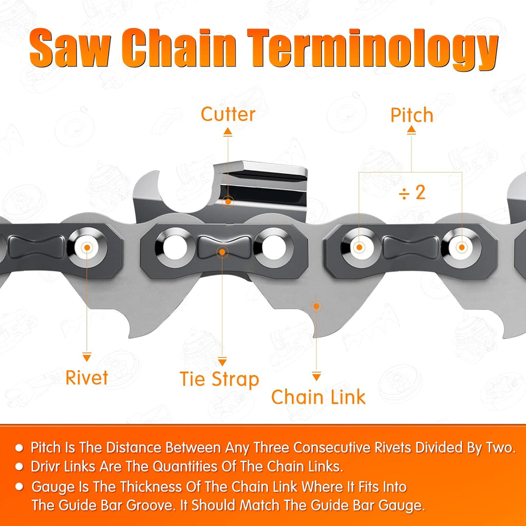 36 Inch Full Chisel Chainsaw Chain 3/8 Pitch 0.063 Gauge 114 Drive Link V253