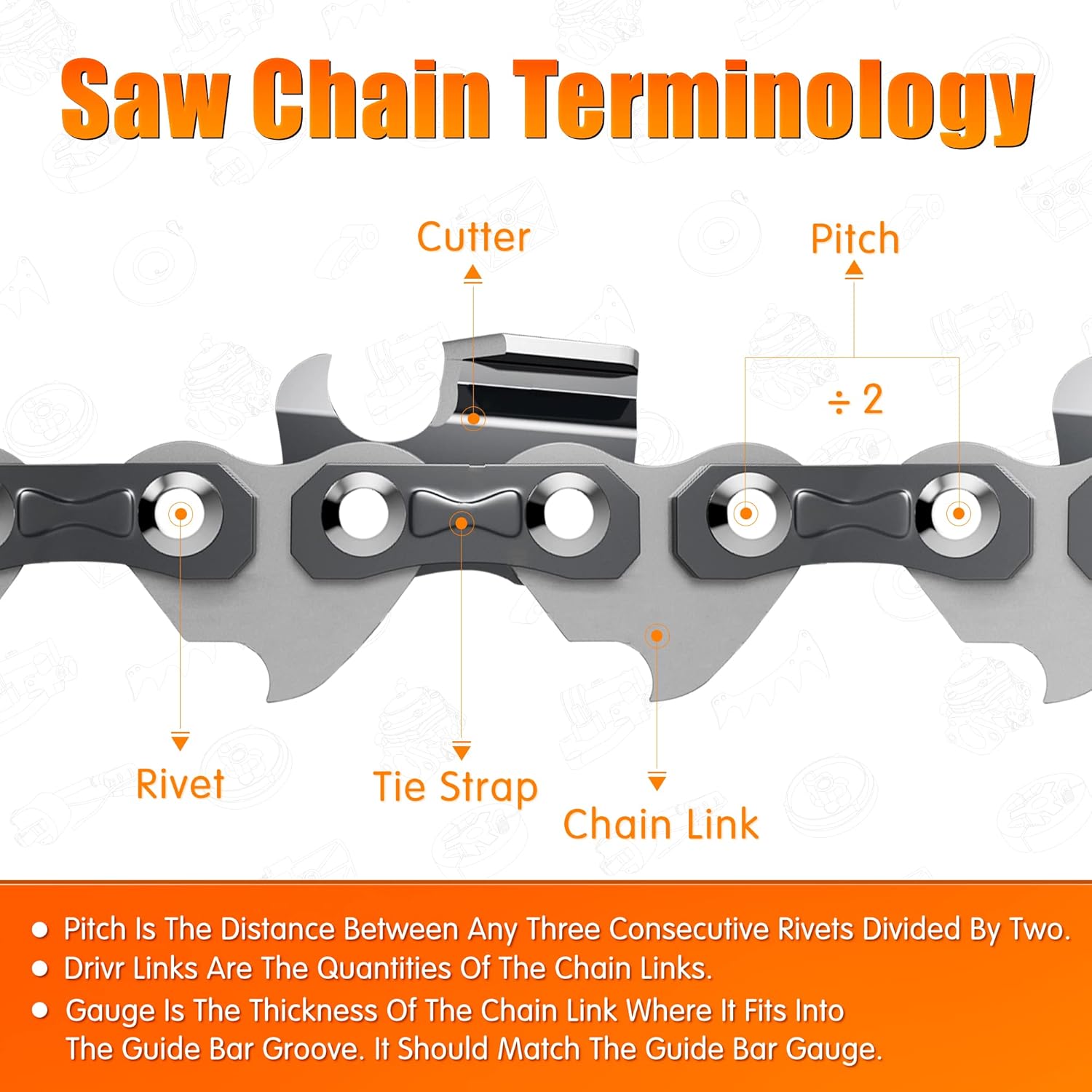 36 Inch Full Chisel Chainsaw Chain 3/8 Pitch 0.063 Gauge 114 Drive Link V253