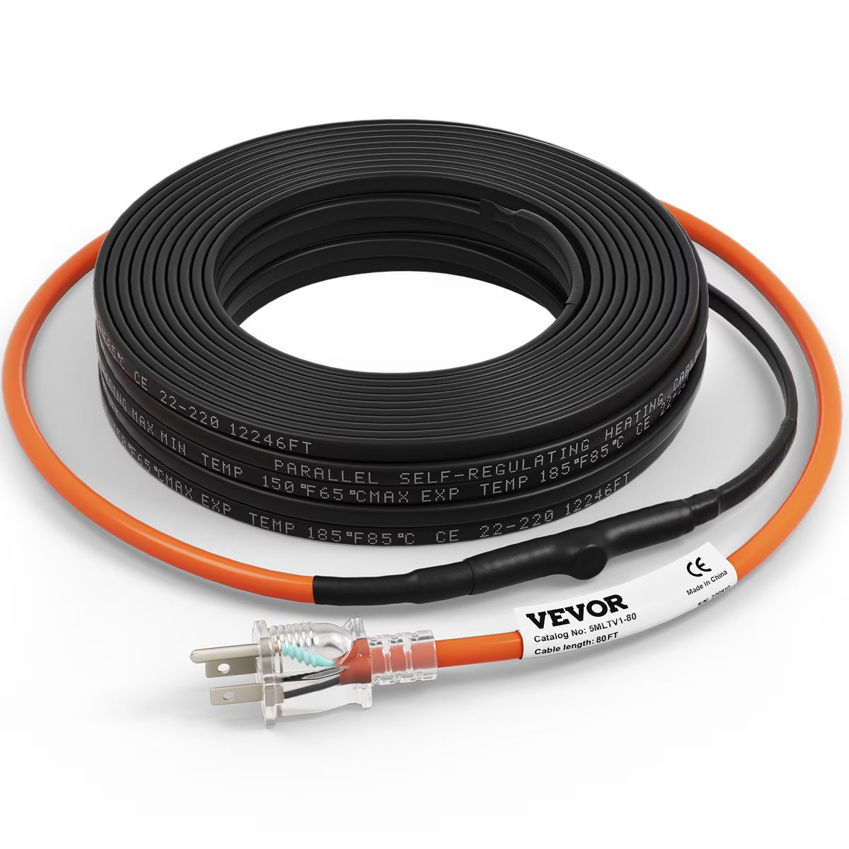 Self-Regulating Pipe Heating Cable, 80-feet 5W/ft, 120V G286235