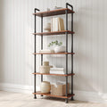 5-Tier Solid Pine Open Wood Bookcase, Brown Y87010