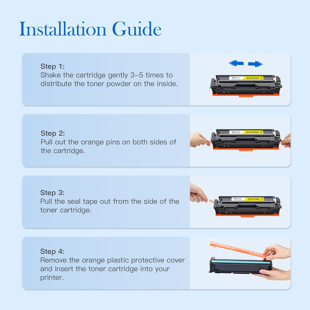 4 Pack Compatible Toner Cartridge for HP 201X 201A CF400X CF401X CF402X CF403X CF400A I923