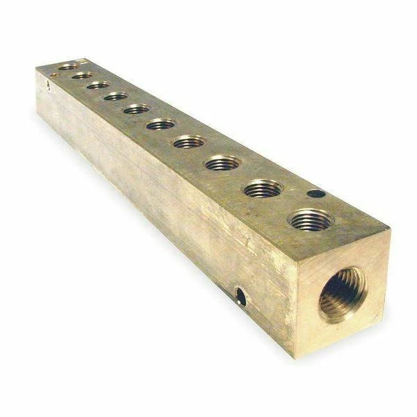 Brass Manifold, 1/4 in Inlet, 1/8 in Outlet, NPT, 7 3/4 in Overall Length Y3105
