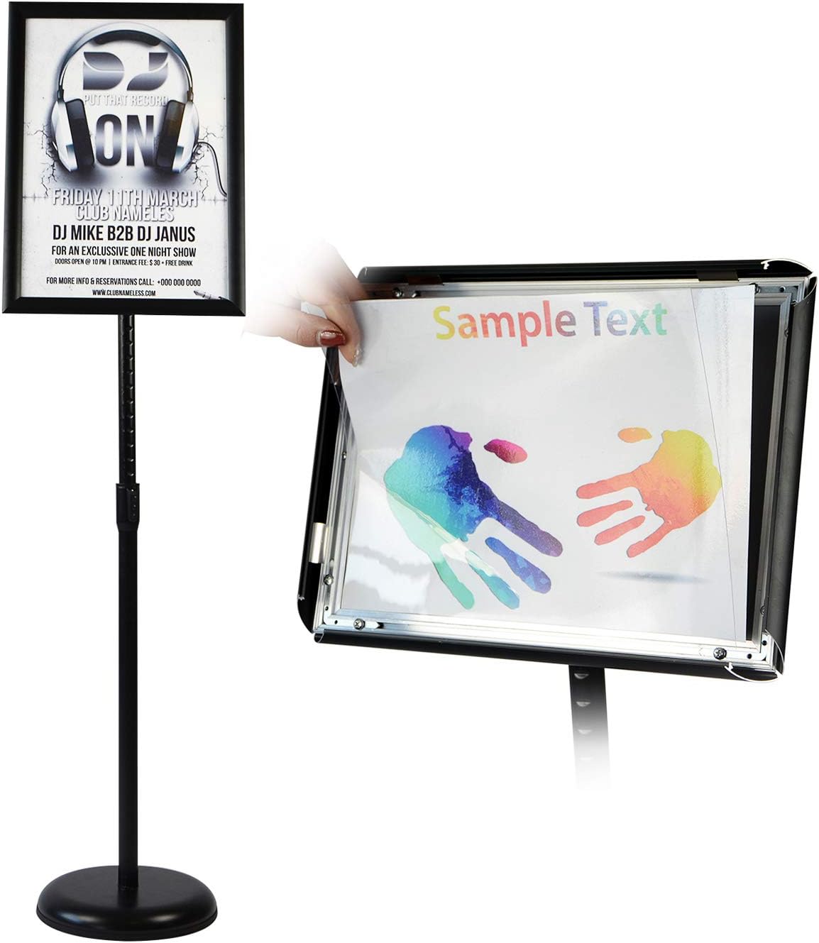 Black Aluminum Snap Open Frame Sign Poster Stand V1286