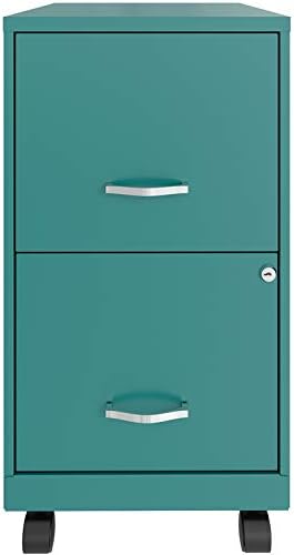 White 2 Drawer Metal Mobile File Cabinet with Lock U3181