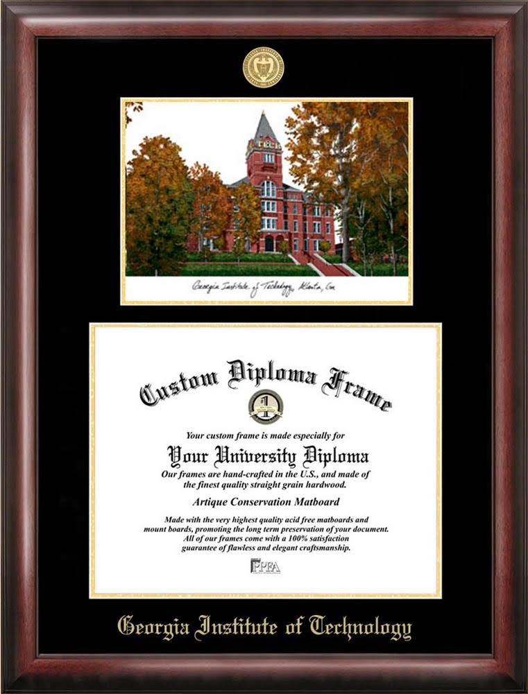 14x22 x 17x22 Gold Embossed Diploma Frame with Campus Images Lithograph U546332