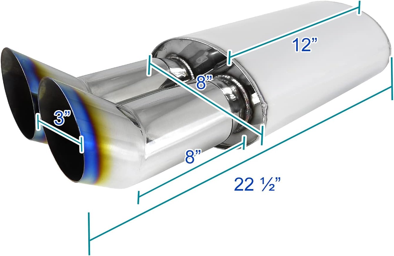 Dual 3" Titanium Exhaust Muffler Pack of 2 R497193