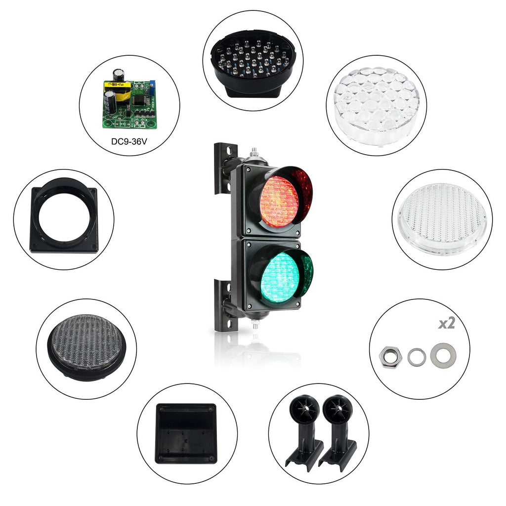 100mm Red/Green LED Traffic Light, DC9-36V, IP65 PC Housing K637251