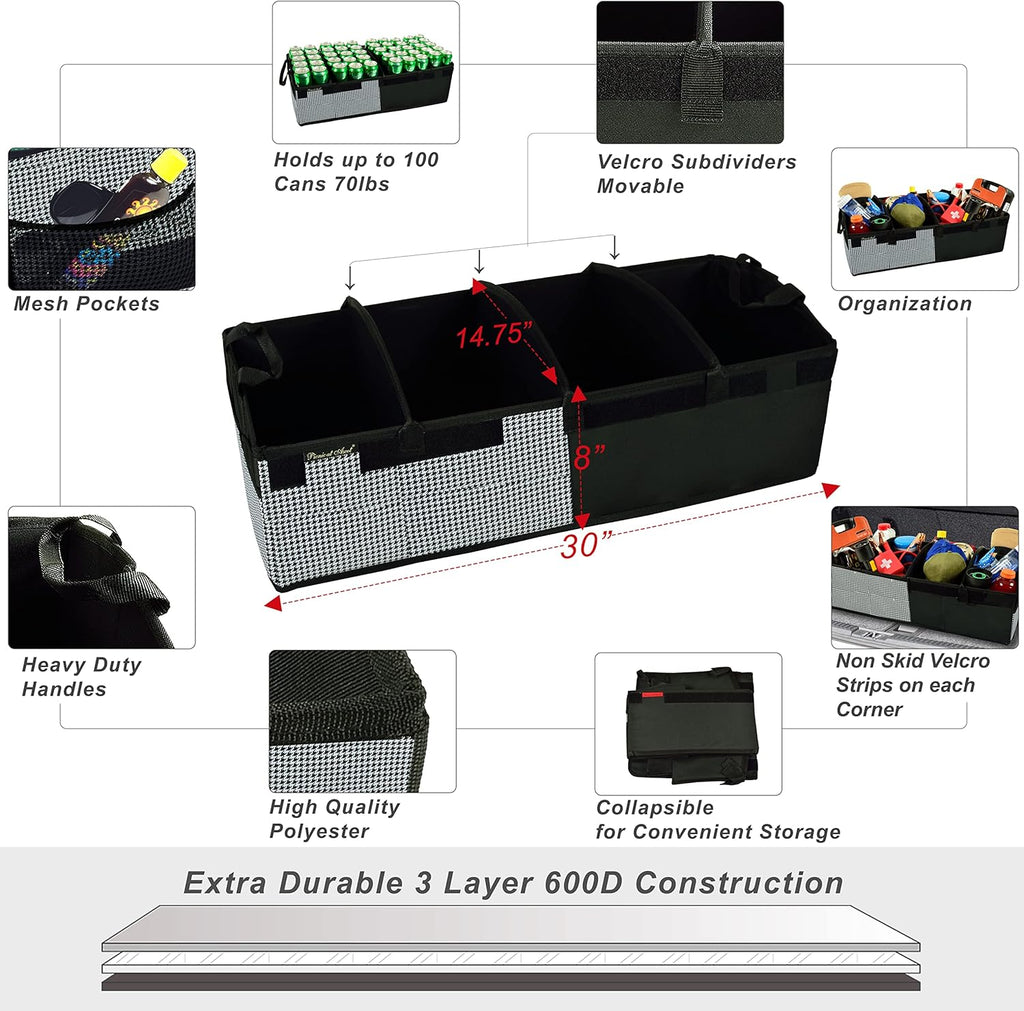 Heavy Duty Rigid Base Trunk Organizer with 28 Can Capacity Leak Proof Cooler H693277