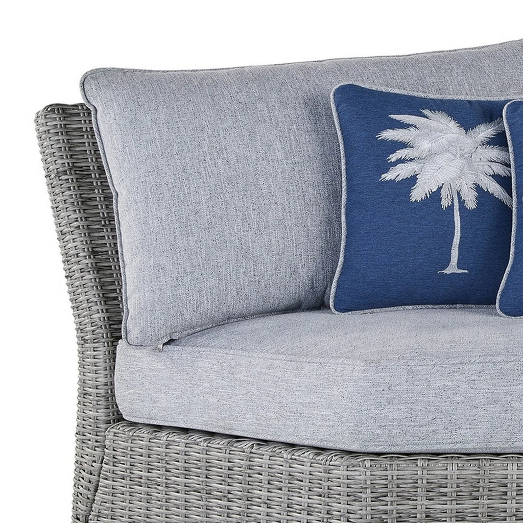 Gray Resin Wicker Outdoor Corner Seat with Polyester Cushions K32814
