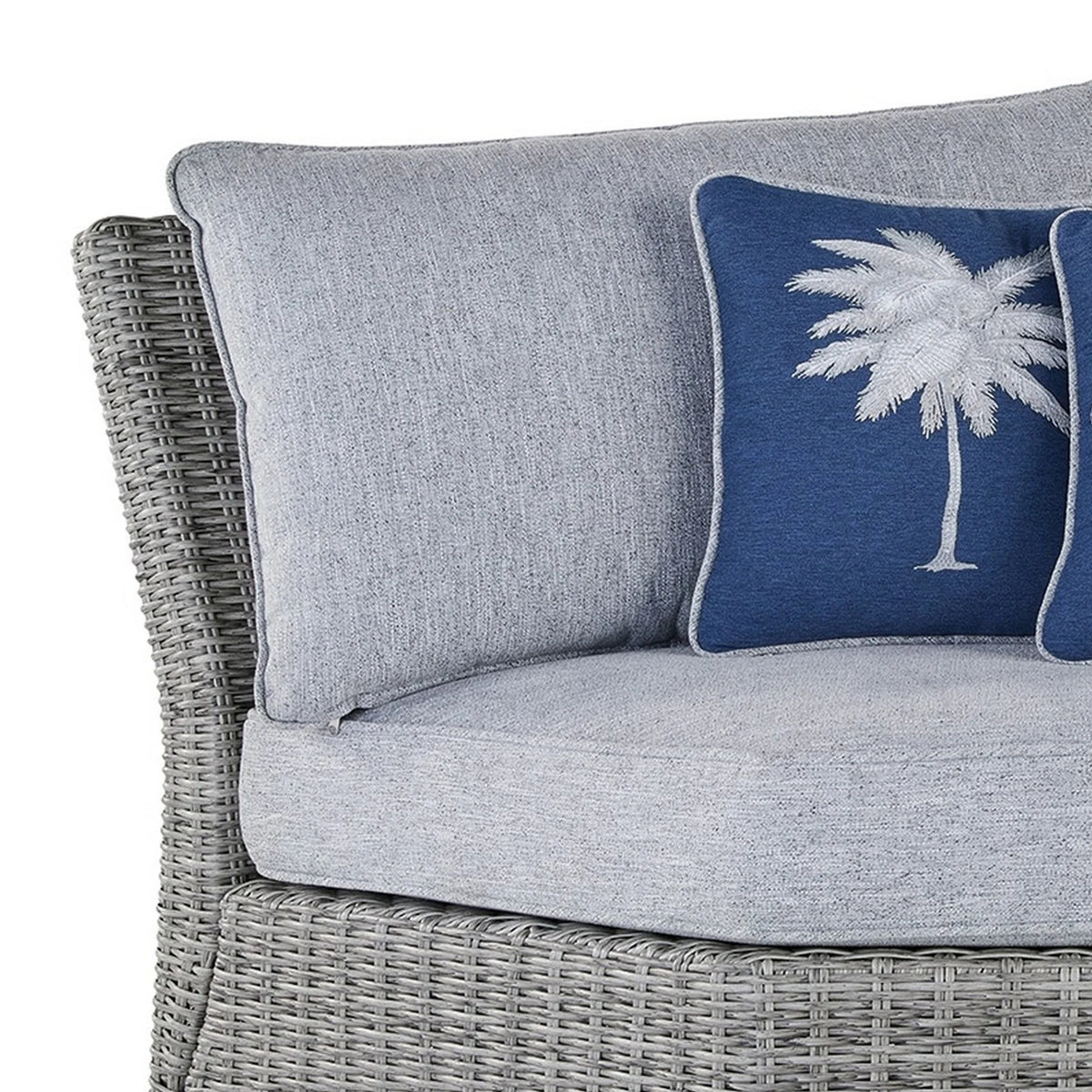 Gray Resin Wicker Outdoor Corner Seat with Polyester Cushions K32814