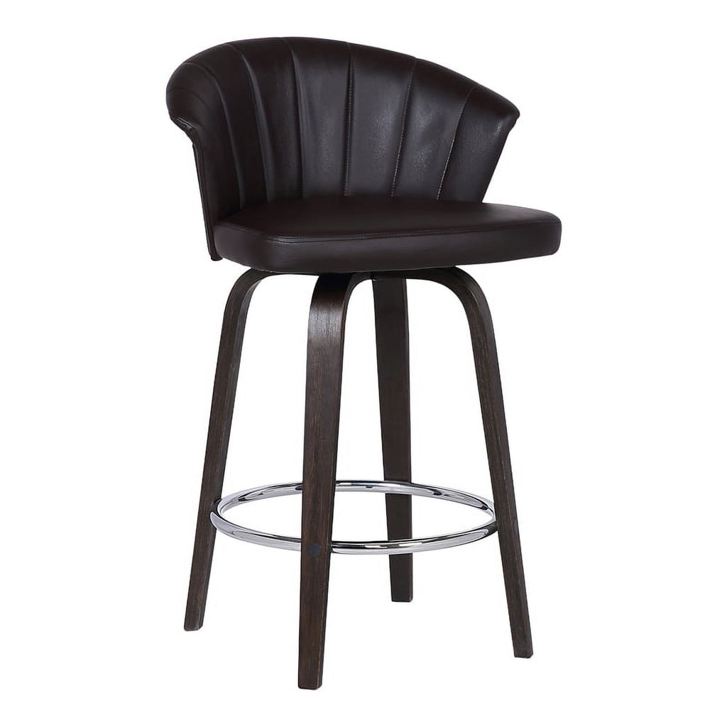 Faux Leather Swivel Bar Stool in Brown U3514