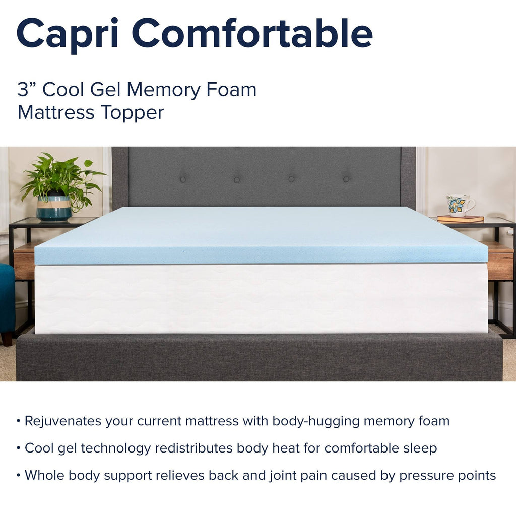 3 inch Cool Gel Memory Foam Mattress Topper Twin P694396