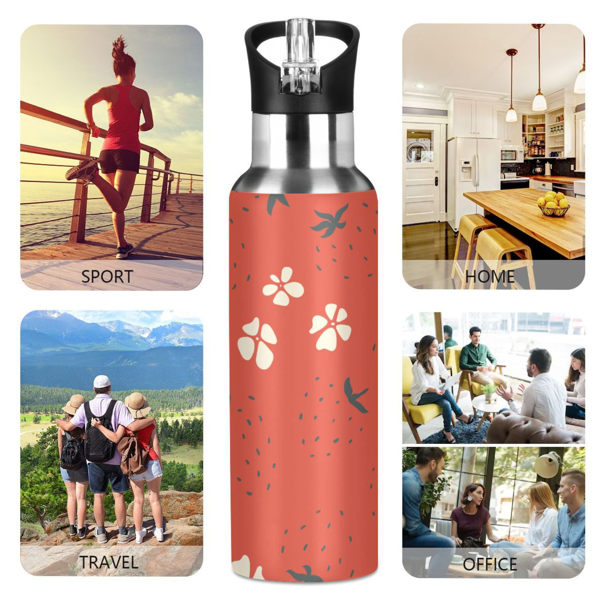 Strawberry Stainless Steel Insulated Thermos Vacuum Flask A951358