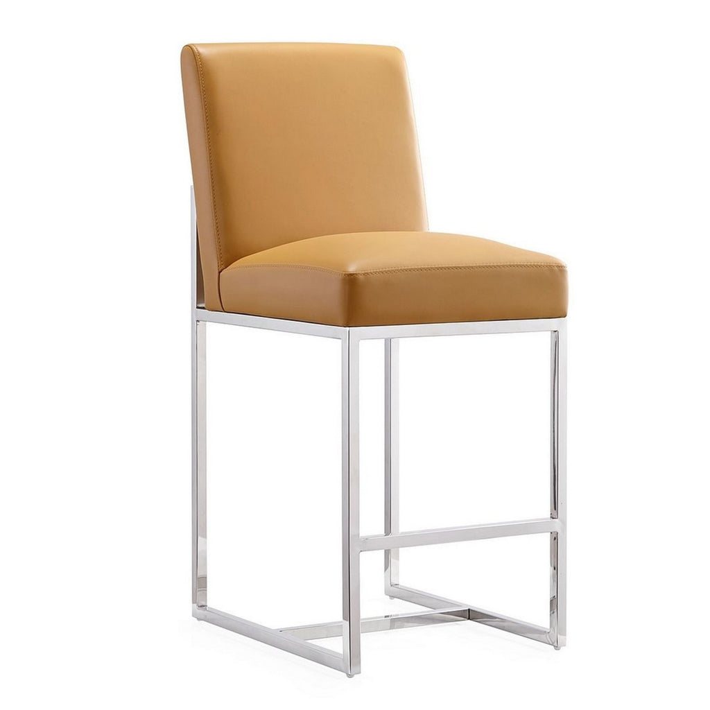 Camel Polished Chrome Stainless Steel Counter Height Bar Stool (Set of 3) Y734