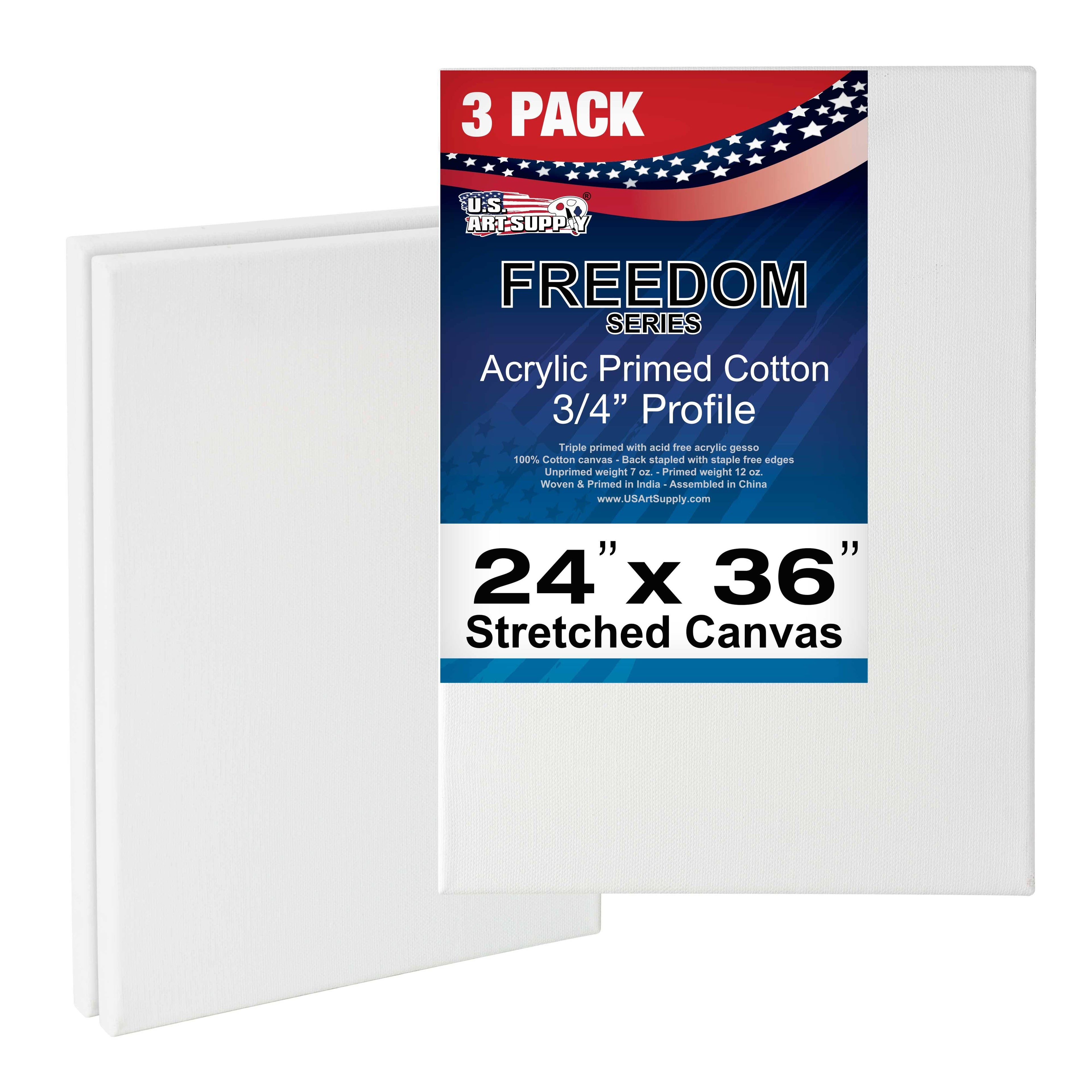 24 x 36 inch Stretched Canvas 12-Ounce Primed 3-Pack White Blank Heavy-Weight Gesso M218909