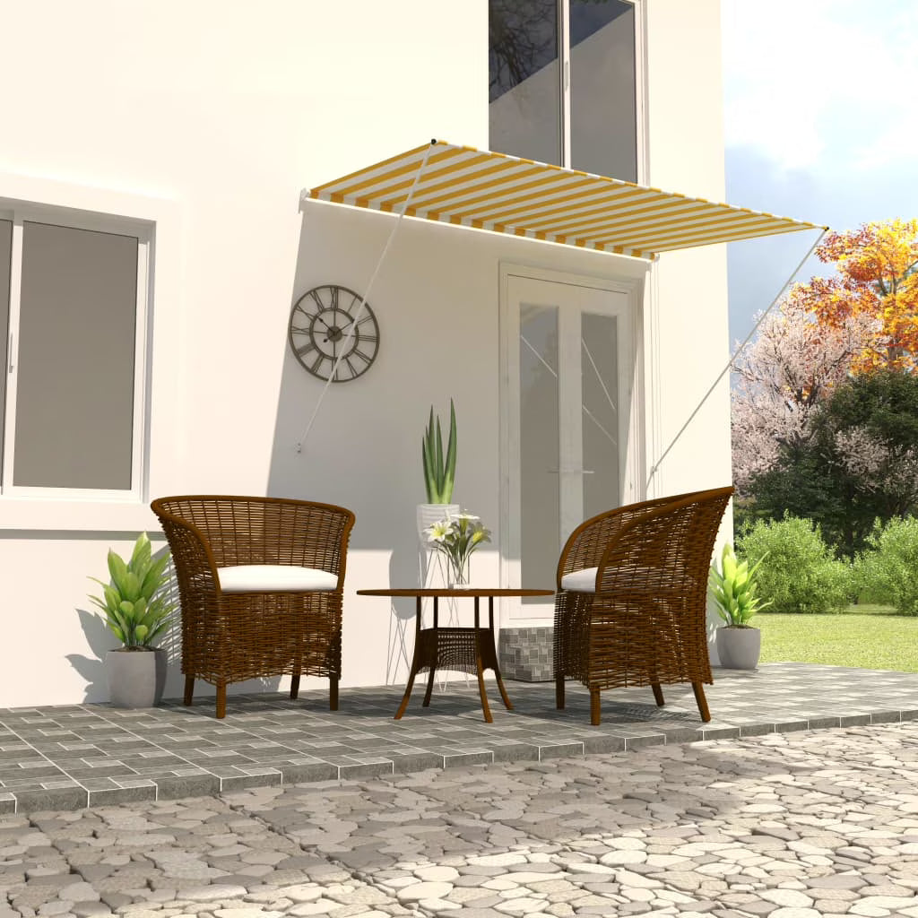 Yellow and White Retractable Awning Z54427